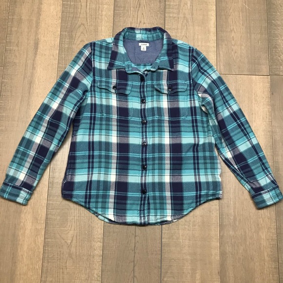 L.L. Bean Tops - L.L.‎ Bean 1912 Overshirt Womens Size M Blue Button Up Shirt Plaid Twill Cabin